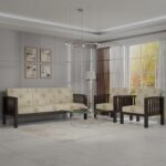 Solid Sheesham Wood 3+1+1 Sofa Set – Elegant Wooden Frame