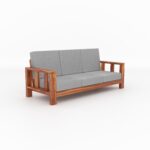 Solid Sheesham Wood 5 Seater Sofa Set – 3+1+1 Wooden Frame with Premium Fabric Seating - Image 4