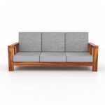 Solid Sheesham Wood 5 Seater Sofa Set – 3+1+1 Wooden Frame with Premium Fabric Seating - Image 3