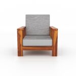 Solid Sheesham Wood 5 Seater Sofa Set – 3+1+1 Wooden Frame with Premium Fabric Seating - Image 5