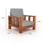 Solid Sheesham Wood 5 Seater Sofa Set – 3+1+1 Wooden Frame with Premium Fabric Seating - Image 8