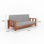 Solid Sheesham Wood 5 Seater Sofa Set – 3+1+1 Wooden Frame with Premium Fabric Seating - Image 7