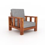 Solid Sheesham Wood 5 Seater Sofa Set – 3+1+1 Wooden Frame with Premium Fabric Seating - Image 6