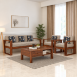 Solid Sheesham Wooden 5 Seater Sofa Set – Elegant Wooden Frame