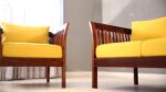 Solid Sheesham Wood 5 Seater Sofa Set for Living Room | Wooden Couch with Cushions | Handcrafted Sheesham Wood Sofa | Home & Office Furniture | 3+1+1 Seater Sofa Set | Fanti-YellowN - Image 3