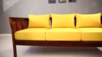 Solid Sheesham Wood 5 Seater Sofa Set for Living Room | Wooden Couch with Cushions | Handcrafted Sheesham Wood Sofa | Home & Office Furniture | 3+1+1 Seater Sofa Set | Fanti-YellowN - Image 5