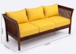 Solid Sheesham Wood 5 Seater Sofa Set for Living Room | Wooden Couch with Cushions | Handcrafted Sheesham Wood Sofa | Home & Office Furniture | 3+1+1 Seater Sofa Set | Fanti-YellowN - Image 6