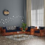 Solid Sheesham Wood 5 Seater Sofa Set for Living Room Hall Office Hotel Wooden 3+1+1 Seater Sofa Furniture (Honey Finish)