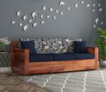 Solid Sheesham Wood 5 Seater Sofa Set for Living Room Hall Office Hotel Wooden 3+1+1 Seater Sofa Furniture (Honey Finish) - Image 4