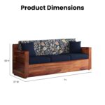 Solid Sheesham Wood 5 Seater Sofa Set for Living Room Hall Office Hotel Wooden 3+1+1 Seater Sofa Furniture (Honey Finish) - Image 6