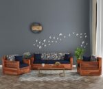 Solid Sheesham Wood 5 Seater Sofa Set for Living Room Hall Office Hotel Wooden 3+1+1 Seater Sofa Furniture (Honey Finish) - Image 9