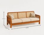 Solid Sheesham Wood 5 Seater Sofa Set with Cane Backrest – Honey Finish - Image 2