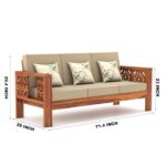 Traditional Carved Sheesham Wood 5 Seater Sofa Set – Honey & Walnut - Image 2