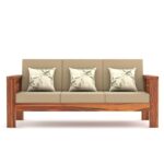 Traditional Carved Sheesham Wood 5 Seater Sofa Set – Honey & Walnut - Image 3