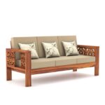 Traditional Carved Sheesham Wood 5 Seater Sofa Set – Honey & Walnut - Image 4