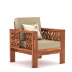 Traditional Carved Sheesham Wood 5 Seater Sofa Set – Honey & Walnut - Image 6