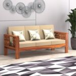 Traditional Carved Sheesham Wood 5 Seater Sofa Set – Honey & Walnut - Image 7