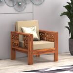 Traditional Carved Sheesham Wood 5 Seater Sofa Set – Honey & Walnut - Image 8