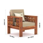 Traditional Carved Sheesham Wood 5 Seater Sofa Set – Honey & Walnut - Image 9
