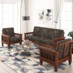 HeritageCraft Solid Sheesham Wood 5 Seater Sofa Set – Natural Finish