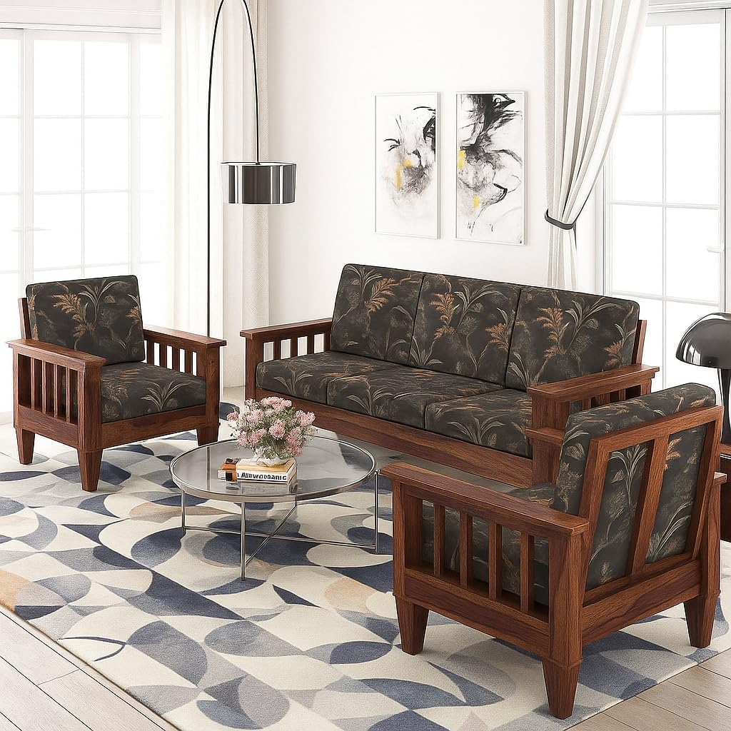 714VKb5HwTL._SL1024_ HeritageCraft Solid Sheesham Wood 5 Seater Sofa Set โ Natural Finish - Image 1