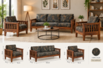 HeritageCraft Solid Sheesham Wood 5 Seater Sofa Set – Natural Finish - Image 2