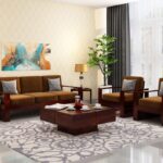 Natural Luxe Sheesham Wood 5 Seater Sofa Set –  Walnut Finish