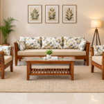 Handcrafted Sheesham Wood 5 Seater Sofa Set – Honey Tone