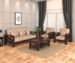 Luxury Solid Sheesham Wood 5 Seater Living Room Sofa Set – Walnut