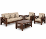 Luxury Solid Sheesham Wood 5 Seater Living Room Sofa Set – Walnut - Image 8