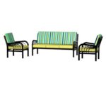 Printed Cushion Solid Sheesham Wood 5 Seater Sofa Set –Walnut Finish - Image 3