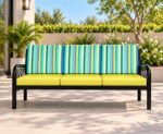 Printed Cushion Solid Sheesham Wood 5 Seater Sofa Set –Walnut Finish - Image 4