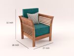 Sheesham Wood 5 Seater Sofa Set – Honey Finish with Designer Printed Cushions - Image 2