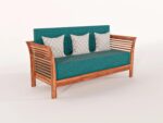 Sheesham Wood 5 Seater Sofa Set – Honey Finish with Designer Printed Cushions - Image 3