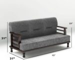 DaneWood Wooden 5 Seater Sofa Set - 3+1+1, for Living Room, Drawing Room, Office & Lounge | Solid Sheesham Wood, Fabric (Brown) - Image 4