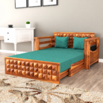 Solid Sheesham Wood 2 Seater Sofa Cum Bed for Living Room