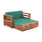 Solid Sheesham Wood 2 Seater Sofa Cum Bed for Living Room - Image 3