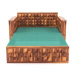 Solid Sheesham Wood 2 Seater Sofa Cum Bed for Living Room - Image 4