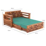 Solid Sheesham Wood 2 Seater Sofa Cum Bed for Living Room - Image 6