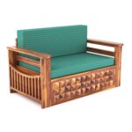 Solid Sheesham Wood 2 Seater Sofa Cum Bed for Living Room - Image 7