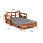 Solid Sheesham Wood 2 Seater Sofa Cum Bed for Living Room | Honey & Walnut Finish - Image 3