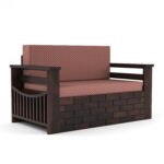 Solid Sheesham Wood 2 Seater Sofa Cum Bed | Honey & Walnut Finish | Multipurpose Wooden Sofa Bed - Image 3
