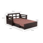 Solid Sheesham Wood 2 Seater Sofa Cum Bed | Honey & Walnut Finish | Multipurpose Wooden Sofa Bed - Image 4