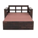 Solid Sheesham Wood 2 Seater Sofa Cum Bed | Honey & Walnut Finish | Multipurpose Wooden Sofa Bed - Image 6
