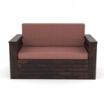 Solid Sheesham Wood 2 Seater Sofa Cum Bed | Honey & Walnut Finish | Multipurpose Wooden Sofa Bed - Image 7