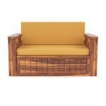 Solid Sheesham Wood 2 Seater Sofa Cum Bed | Honey & Walnut Finish | Multifunctional Wooden Sofa Bed - Image 5