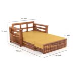 Solid Sheesham Wood 2 Seater Sofa Cum Bed | Honey & Walnut Finish | Multifunctional Wooden Sofa Bed - Image 7