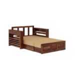 Solid Sheesham Wood 2 Seater Sofa Cum Bed for Living Room | Premium Honey & Walnut Finish - Image 3