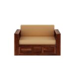 Solid Sheesham Wood 2 Seater Sofa Cum Bed for Living Room | Premium Honey & Walnut Finish - Image 6