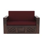 Solid Sheesham Wood 2 Seater Sofa Cum Bed | Walnut Wood Finish - Image 4